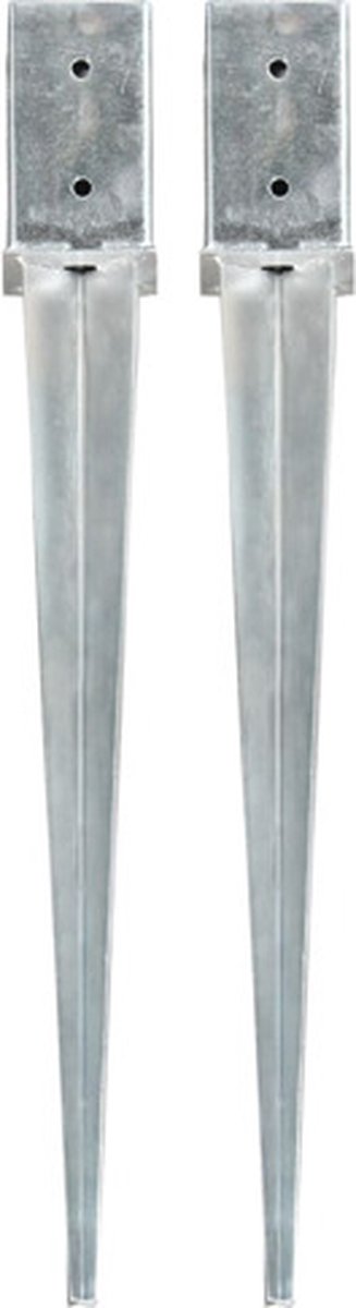 Goedkoopste vidaXL - Grondpinnen - 2 - st - 8x8x76 - cm - gegalvaniseerd - staal - zilverkleurig