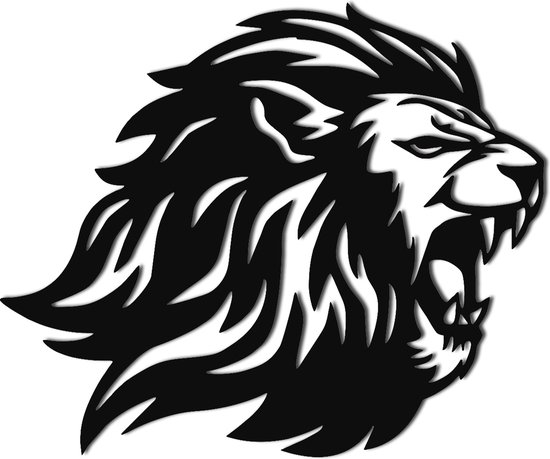 Décoration murale | Tête de Lion / Head de Lion| Métal - Art mural | Décoration murale | Salle de séjour |Noir| 61x51cm