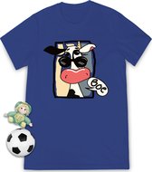 Grappig t shirt met cartoon koe - Tshirt jongens / meisjes - Unisex maten: 92, 104, 116, 128, 140, 152, 164 - T-shirt kleuren: wit, blauw, groen en roze.