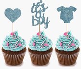 cupcake / taart / prikkers / it's a boy / jongen / geboorte / gender reveal / blauw / feest