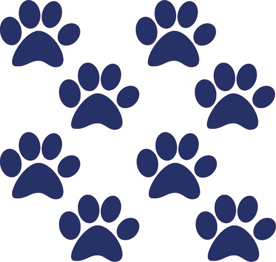 Hondenpootje / hondenpootjes - navy blauw - autostickers - 8 stuks – 4 cm x 5 cm – hondenpoot - hondensticker