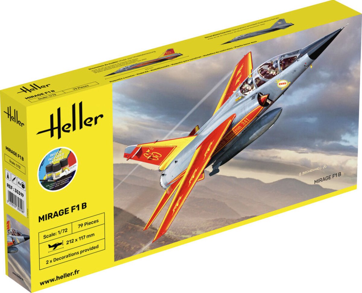 Heller 1:72 35319 Mirage F1 Plane Starter Kit Plastic Modelbouwpakket