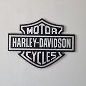 Harley Davidson - logo - wand paneel - vrachtwagen - woning - bedrijf - motor- alu kleurig - zwart