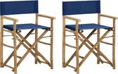 vidaXL - Regisseursstoelen - 2 - st - inklapbaar - blauw - bamboe - en - stof