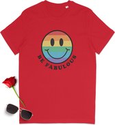 T-shirt Gay Pride - T-shirt Pride - Be Fabulous - T-shirt femme avec imprimé - T-shirt homme avec imprimé Pride - Chemise Unisex Pride - Tailles unisexes : SML XL XXL XXXL - Couleurs du T-shirt : Wit, Bleu clair, rouge et orange.