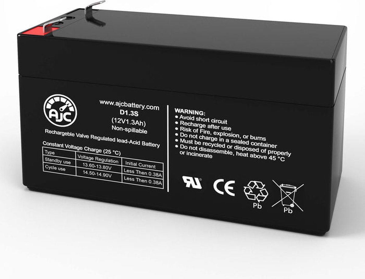 Napco MA1000E 12V 1.3Ah Alarm Reserve batterij
