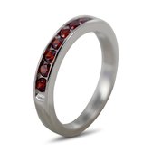 Silventi 9SIL-22111 Ring en argent avec zircone - Femme - 9 pierres de zircone - 3 mm - Rouge - Taille 56 - 3,5 mm de large - Rhodium - Argent