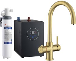 3in1 Multi-Tap Filtrete kokend water kraan incl. boiler&3M waterfilter- C-uitloop Goud