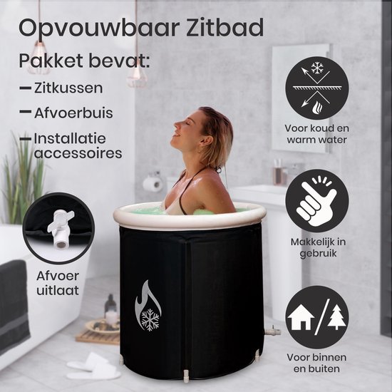 Opvouwbaar Zitbad Voor Volwassenen Bath Bucket Ijsbad Inklapbaar Bad Zwart