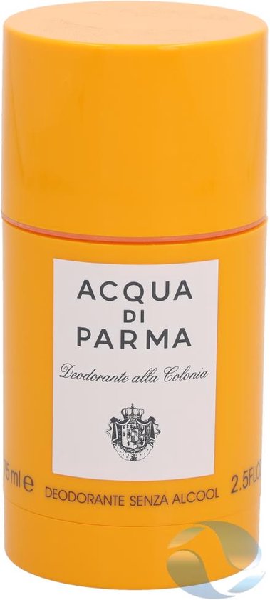 Oranje deostick van Acqua Di Parma met het label 'Deodorante alla Colonia'.