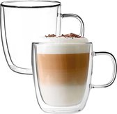 Dubbelwandige Koffieglazen Met Oor - Latte Macchiato Glazen - Dubbelwandige  Theeglazen... | bol.com