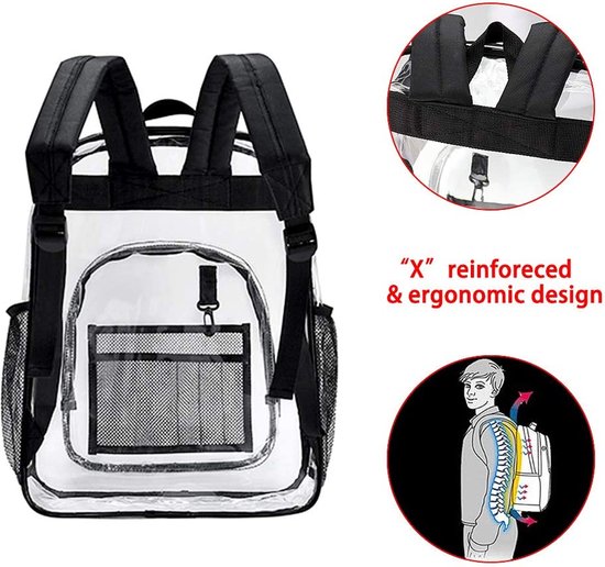 sac d'école, sac à dos, femme et homme, sac à bandoulière, sac à dos  transparent | bol.com