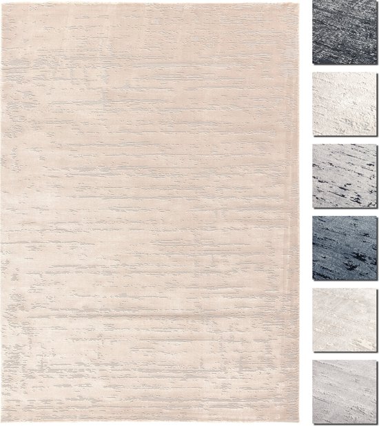 Tapis Salon à Poils Courts Beige 155 X 230 cm, Tapis Chambre Moderne, Tapis de Sol Super Doux