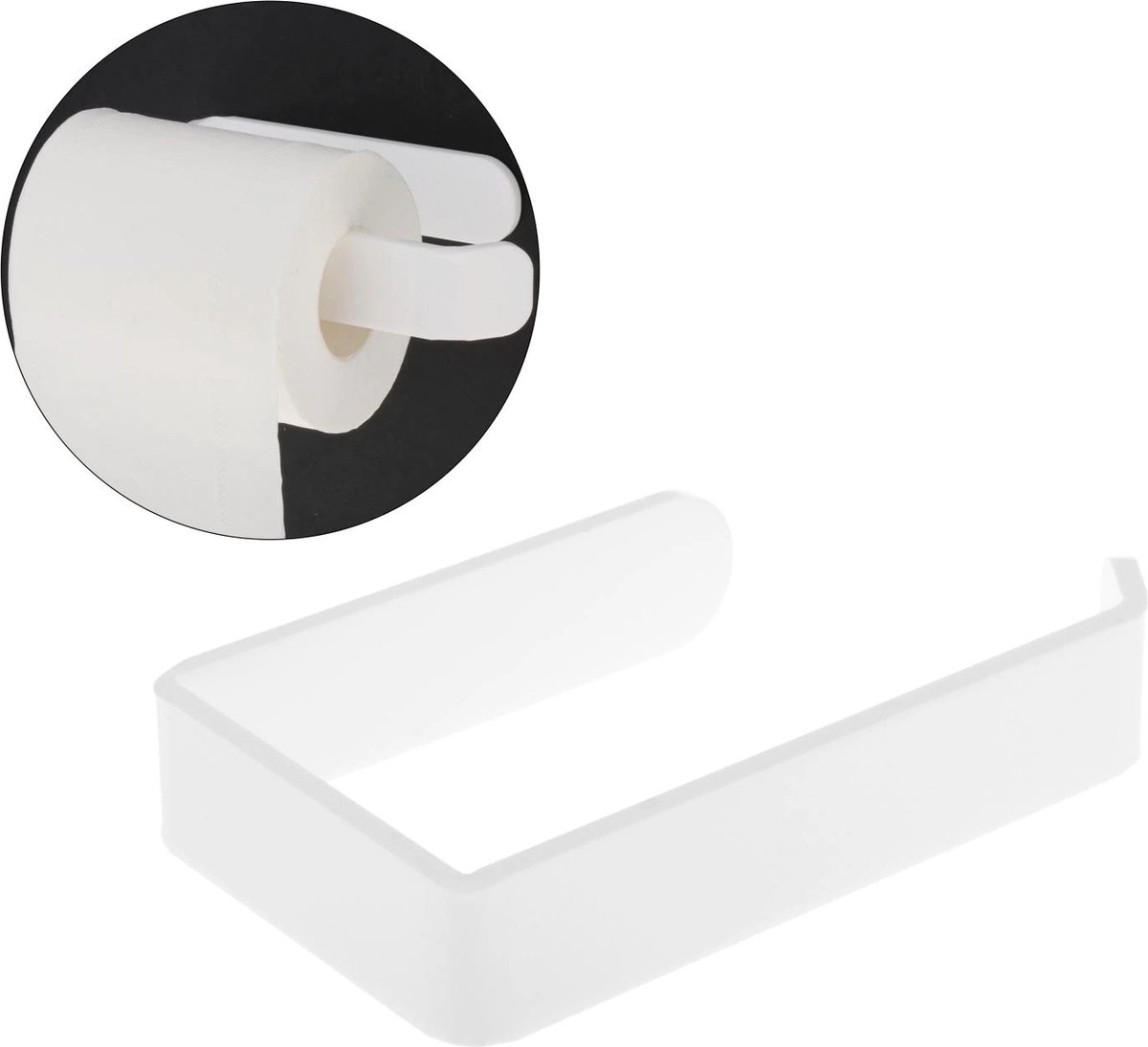 Toiletrolhouder - Keuken Rolhouder - Wandmontage - Moderne Witte Hanger - Wc-Houder - Zelfklevend - Zelfplakstrips