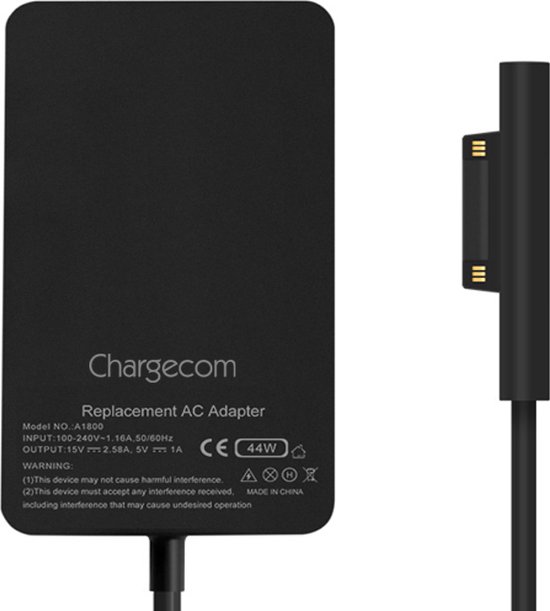 Chargecom - 44W 1800/ KVJ-00002 Adapter/Oplader - geschikt voor Microsoft Surface Pro 3/4/5/6/7/8- Surface Book/Book 2 - Surface Pro 2017 - Surface Go - Surface X