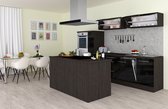 Eilandkeuken 310  cm - complete keuken met apparatuur Amanda  - Eiken grijs/Zwart - soft close - keramische kookplaat - vaatwasser - afzuigkap - oven    - spoelbak