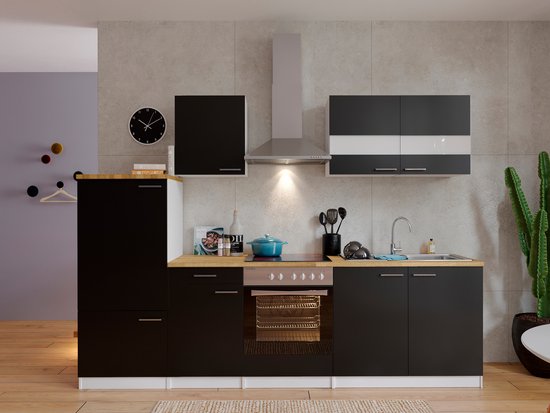 te binden steen Kietelen Goedkope keuken 270 cm - complete keuken met apparatuur Malia - Wit/Zwart -  soft... | bol.com