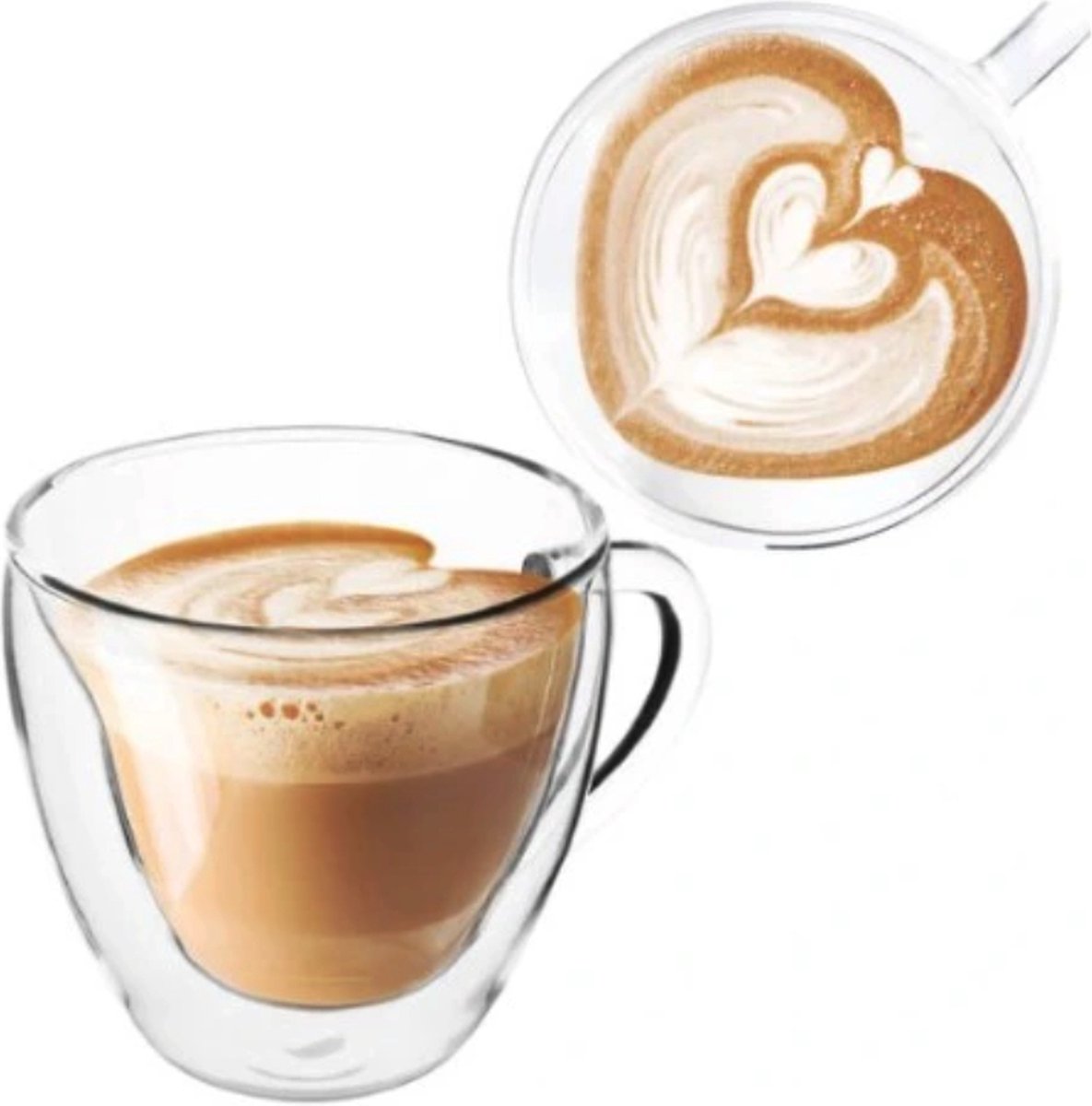Dubbelwandig Cappuccino glas - Latte macchiato glas - Theeglas - Hartvormig- 250ml - 1 stuk