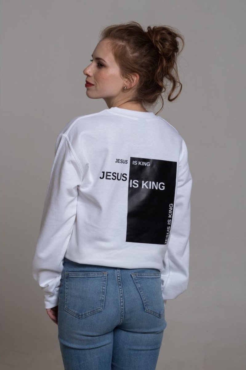JESUS IS KING wit unisex christelijk trui