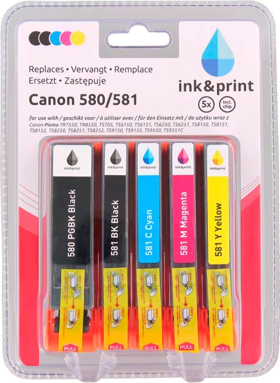 Ink & Print inktcartridges - Canon - Canon 580/581 - 5Pack - Inktjet ...