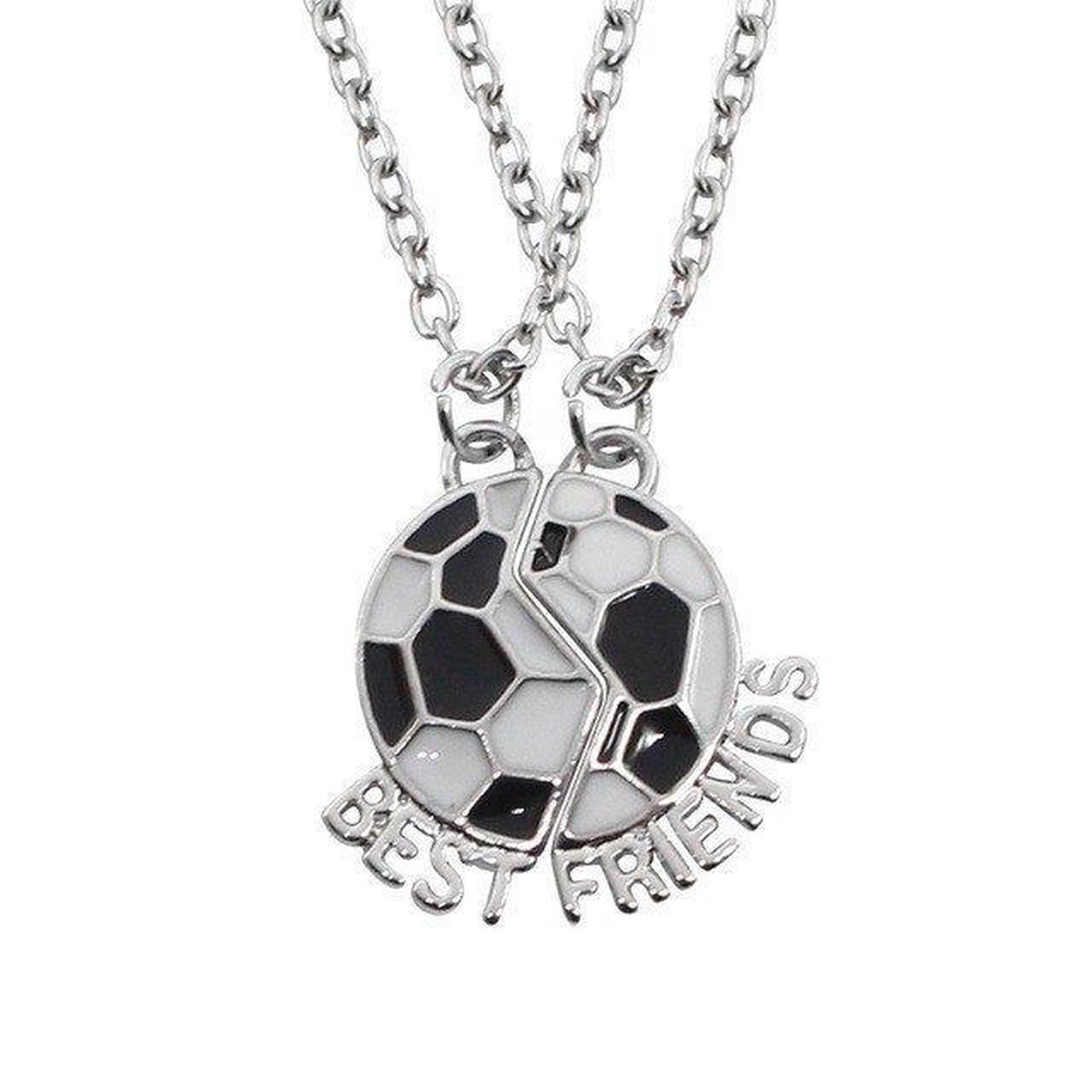Bixorp Friends WK Voetbal 2026 BFF Ketting voor 2 - Zilverkleurige Voetbal - Vriendschapsketting Meisjes - Beste Vrienden Ketting Vriendschap Cadeau voor Twee