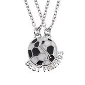 Bixorp Friends EK Voetbal 2024 BFF Ketting voor 2 - Zilverkleurige Voetbal - Vriendschapsketting Meisjes - Beste Vrienden Ketting Vriendschap Cadeau voor Twee