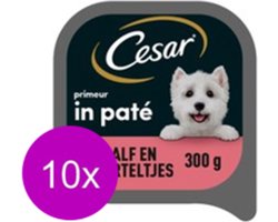 10x Cesar Primeur Kuipje Paté Kalf & Worteltjes - Hondenvoeding - 300g