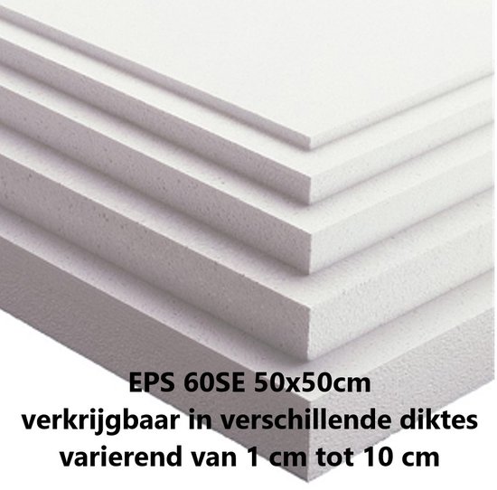 EPS60SE Panneaux isolants en polystyrène Tempex EPS 100x50x2 cm paquet de 12 panneaux