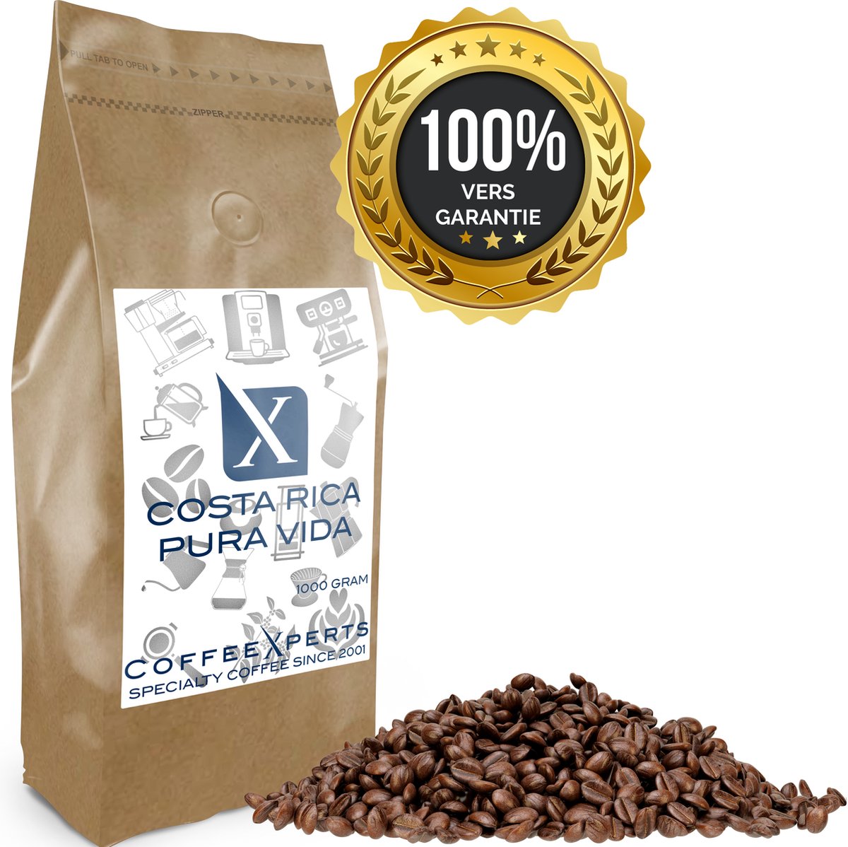 CoffeeXperts® koffiebonen Costa Rica Pura Vida - 1000 gram - Filterkoffie - Espresso - Cappuccino