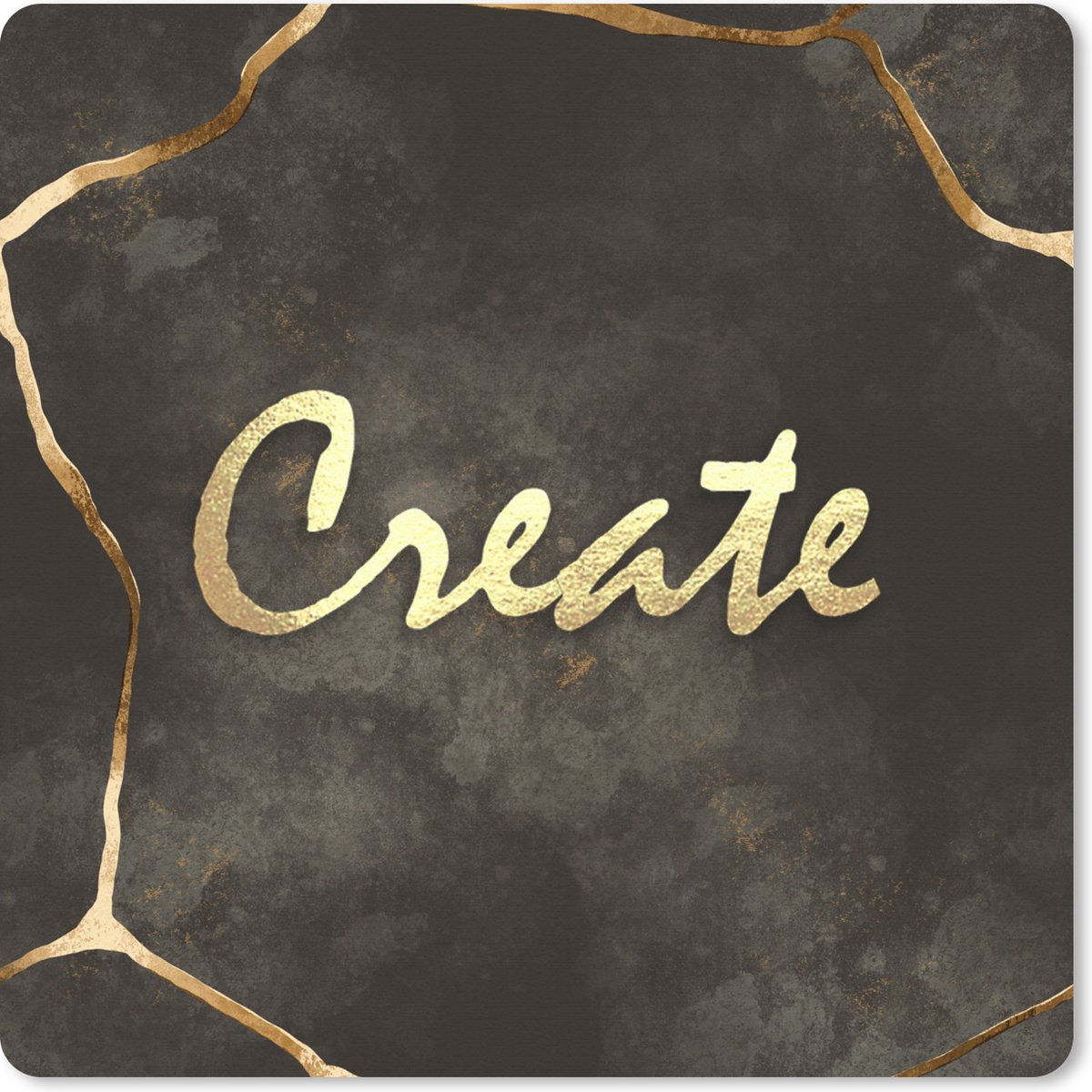 Muismat XXL 80x80 cm - Bureau onderlegger - Bureau mat Quote - Creatief - Goud - Zwart - Bureaumat - Gaming mousepad xl - Bureaulegger groot - Computer deskmat