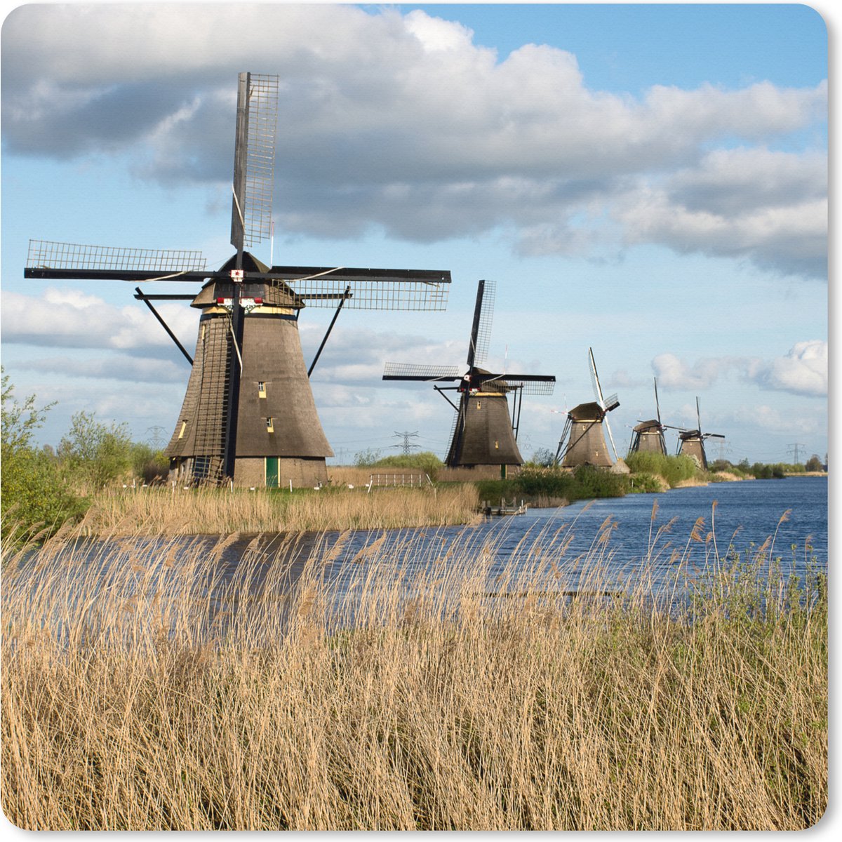 Muismat XXL 50x50 cm - Bureau onderlegger - Bureau mat Molen - Landschap - Nederland - Bureaumat - Gaming mousepad xl - Bureaulegger groot - Computer deskmat