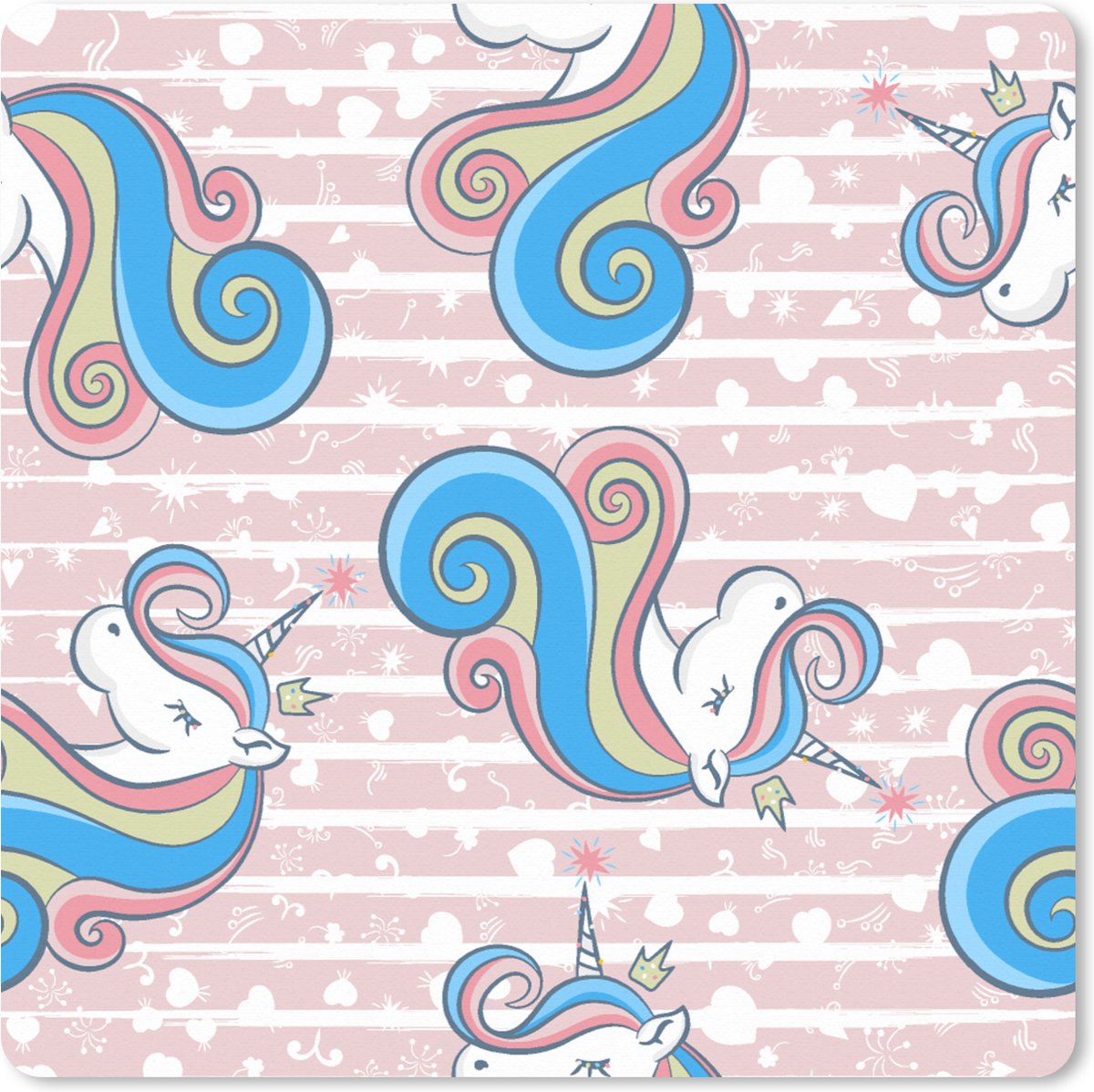 Muismat XXL 60x60 cm - Bureau onderlegger - Bureau mat Unicorn - Patronen - Roze - Bureaumat - Gaming mousepad xl - Bureaulegger groot - Computer deskmat