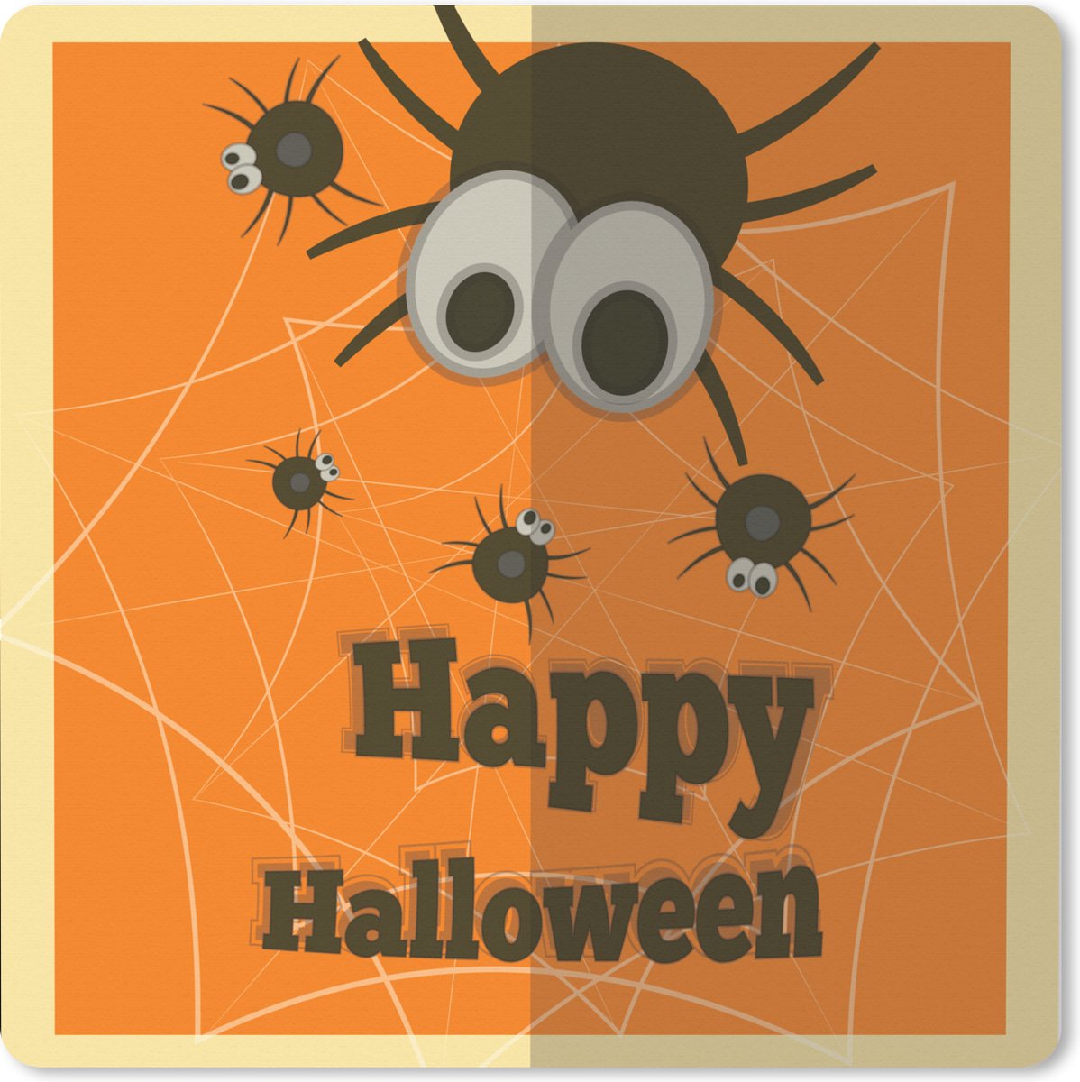 Muismat XXL 50x50 cm - Bureau onderlegger - Bureau mat 'Happy Halloween' met spinnen met grote ogen - Bureaumat - Gaming mousepad xl - Bureaulegger groot - Computer deskmat