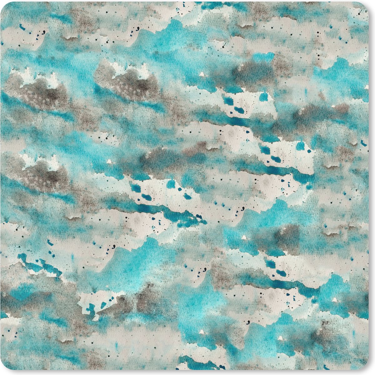 Muismat XXL 60x60 cm - Bureau onderlegger - Bureau mat Patronen - Olieverf - Turquoise - Bureaumat - Gaming mousepad xl - Bureaulegger groot - Computer deskmat