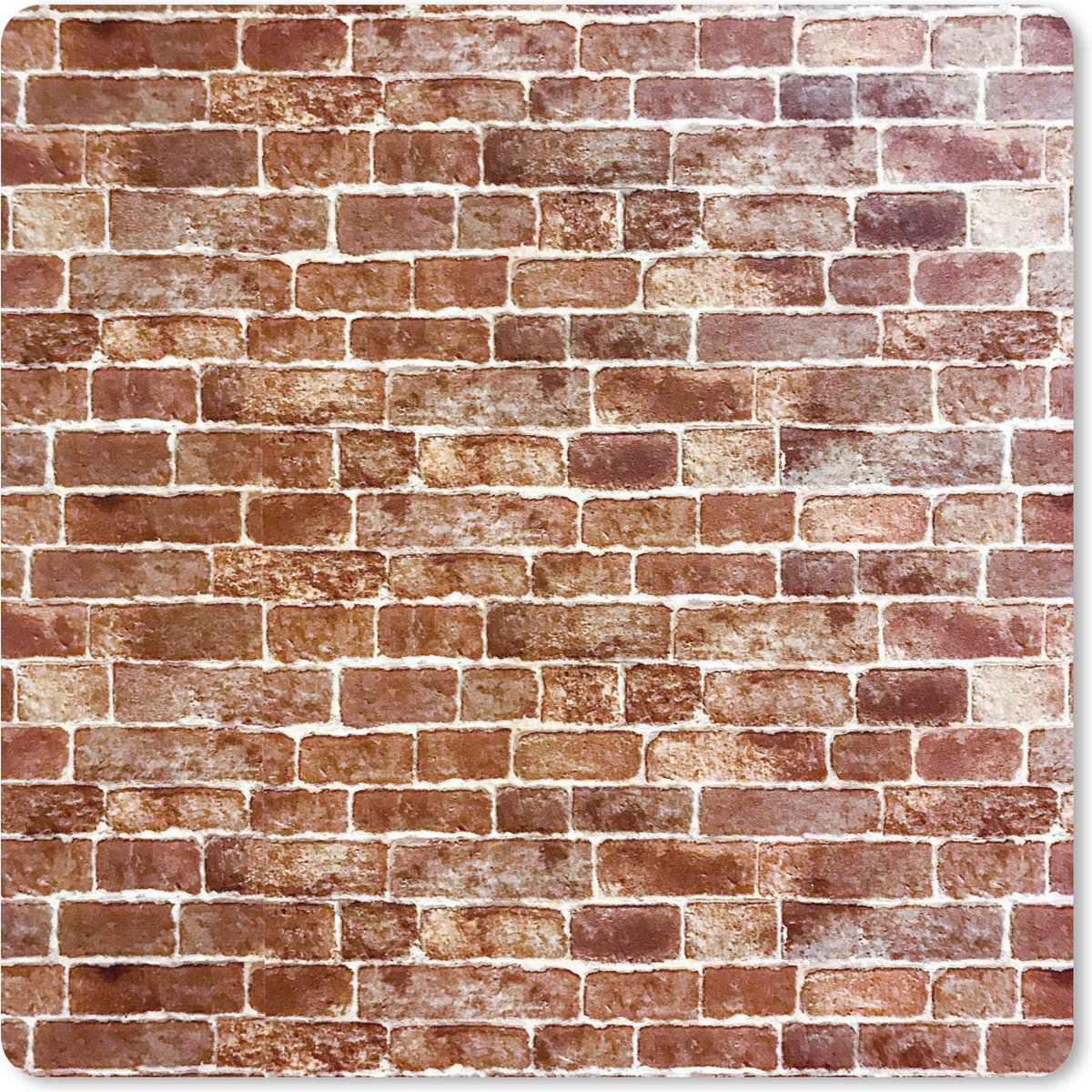 Muismat XXL - Bureau onderlegger - Bureau mat - Baksteen - Bruin - Wit - Muur - 80x80 cm - XXL muismat