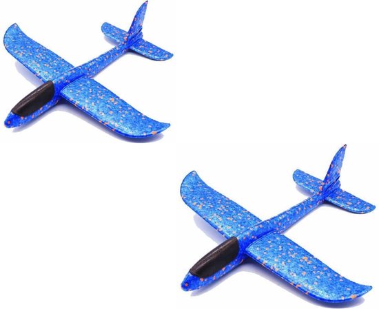 2 pack Speelgoed vliegtuig XXL Blauw - wegwerp Zweefvliegtuigen