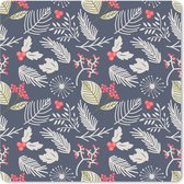 Muismat XXL - Bureau onderlegger - Bureau mat - Planten - Bes - Winter - Patroon - 80x80 cm - XXL muismat