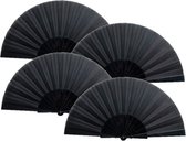 Set van 12x stuks spaanse Handwaaier zwart 23 x 43 cm - Voordelige verkoelings waaiers voor de zomerse themperaturen