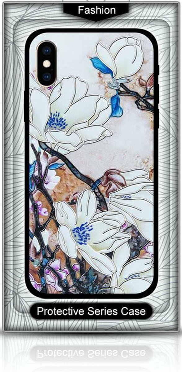 MM&A TPU Back Cover Case Hoesje met Bloemenprint geschikt voor Apple iPhone 12 Pro Max – Siliconen - Zachte Plastic – Soft Case – Wit