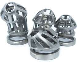 BON4Max Kuisheidskooi Pakket RVS Penis Kooien in Staal Pikkooi Complete Male Chastity Package 4 different sizes of Cock Cages in Stainless Steel