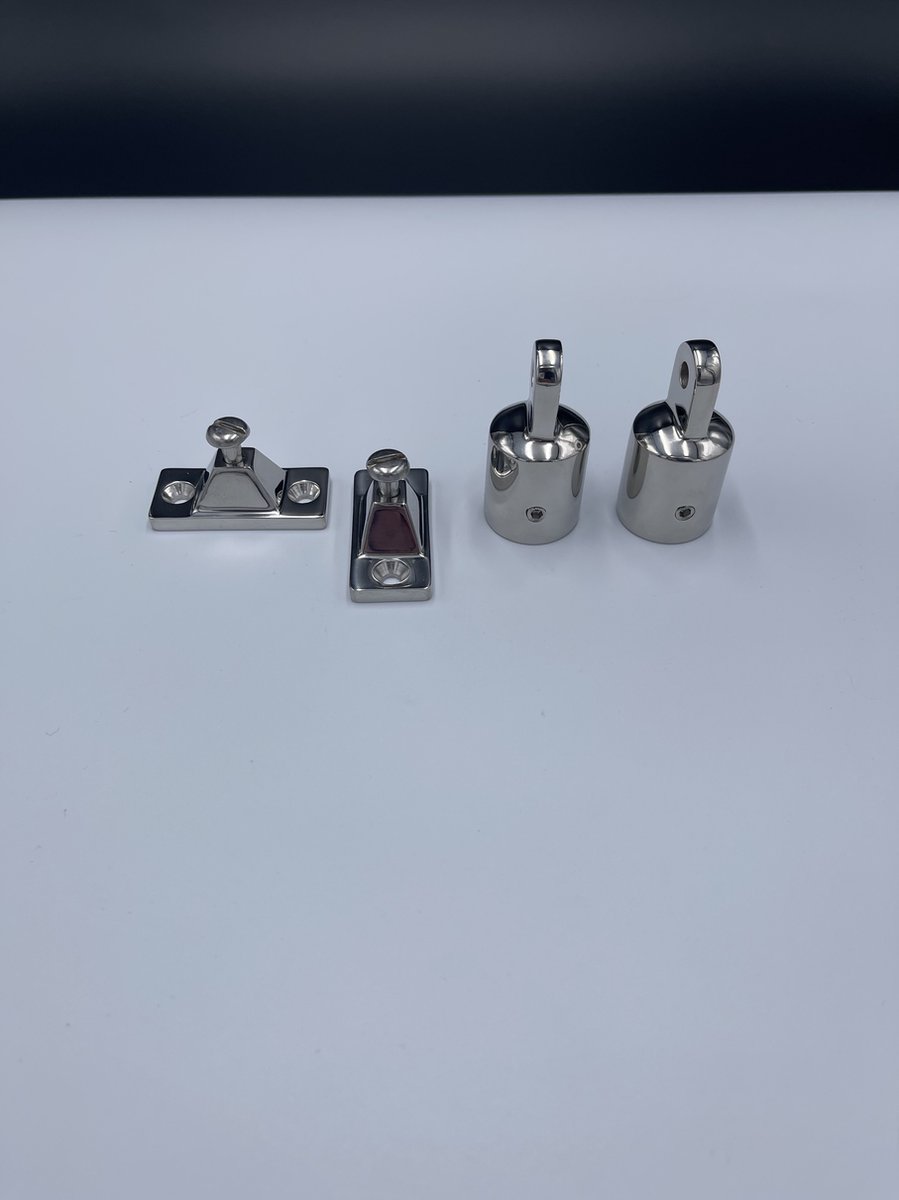 2 stuks Rvs eindstuk 25mm-2 stuks Rvs Zijplaat -Buiskapbeslag-Biminitop-Bootkap-Bootzeil-Bimini.