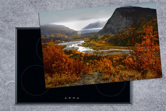 KitchenYeah® Inductie beschermer 81.2x52 cm - Gletsjer met op de achtergrond de Denali in Amerika. - Kookplaataccessoires - Afdekplaat voor kookplaat - Inductiebeschermer - Inductiemat - Inductieplaat mat