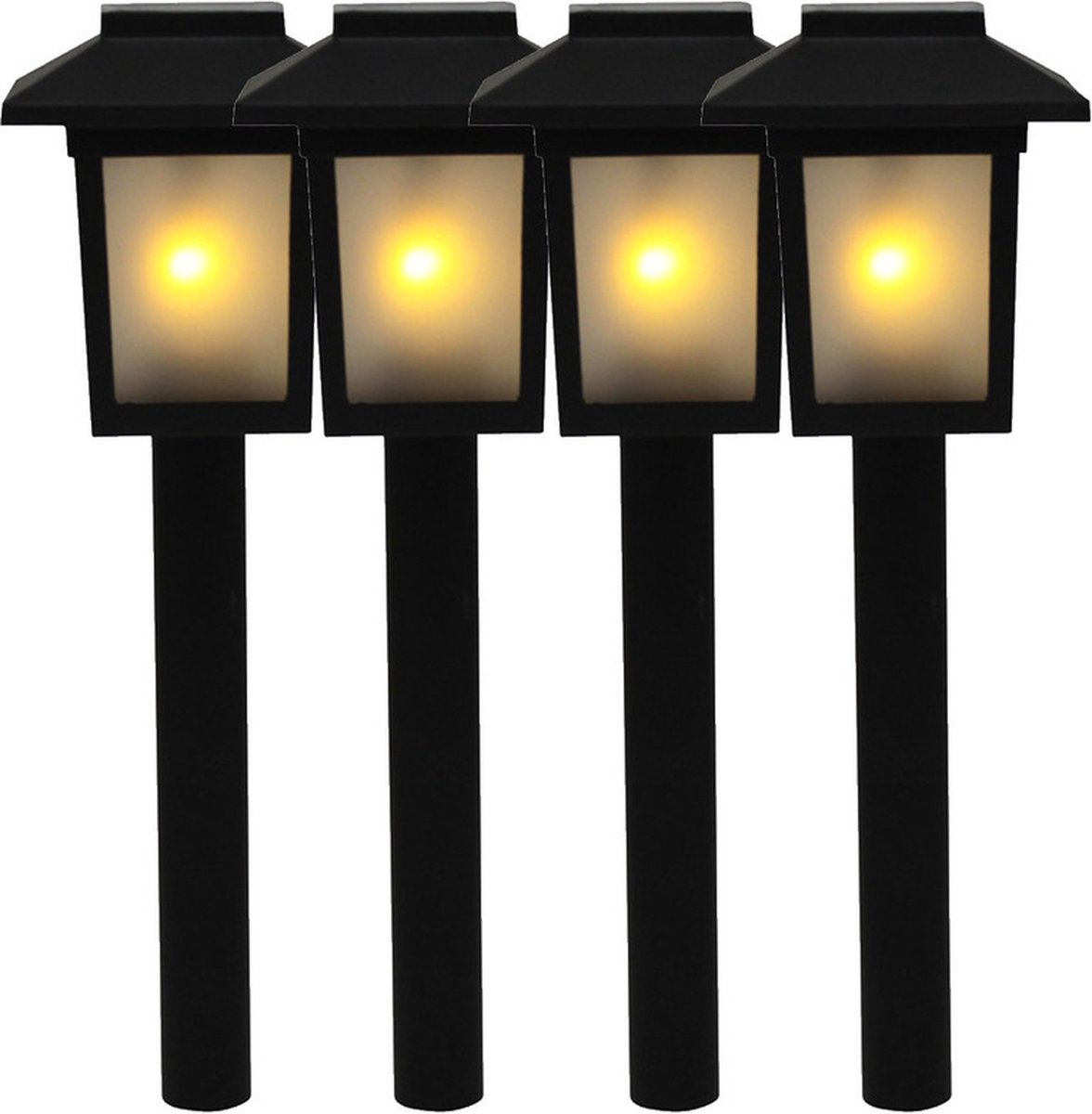 Benson Tuinlamp prikspot - 15x - solar - vlam effect 34,5 cm - sfeervolle tuinverlichting - prikker / lantaarn