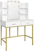 Make-up Tafel - Kaptafel - Met Spiegel - Dressoir - Slaapkamer - Moderne look - Wit/Goud