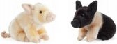Set van 2x pluche varkens/biggen knuffels 20 cm speelgoed- varken boerderijdieren knuffels - Speelgoed