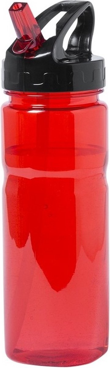 Rode drinkfles/waterfles met schroefdop 650 ml - Sportfles - BPA-vrij