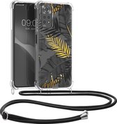 kwmobile telefoonhoesje geschikt voor Xiaomi Redmi Note 11 / Note 11S - Hoesje met telefoonkoord - Back cover voor smartphone - Case in geel / grijs / transparant