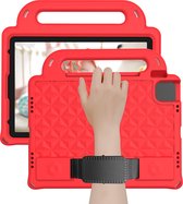 Tablet hoes geschikt voor Apple iPad Air 10.9 (2022/2020) / Apple iPad Air 11 (2024) - Schokbestendige case met handvaten - Diamond Kids Cover met schouderriem - Rood
