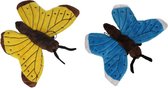 Set of 2x soft toy animals butterflies 21 cm - Decoratie dieren kinderkamer