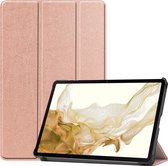 Hoes Geschikt voor Samsung Galaxy Tab S8 Ultra Hoes Luxe Hoesje Book Case - Hoesje Geschikt voor Samsung Tab S8 Ultra Hoes Cover - Rosé goud